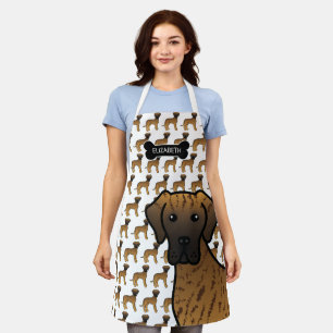 Brindle Great Dane Cute Cartoon Dog & Name Apron