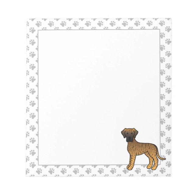 Brindle Great Dane Cute Cartoon Dog Notepad (Front)