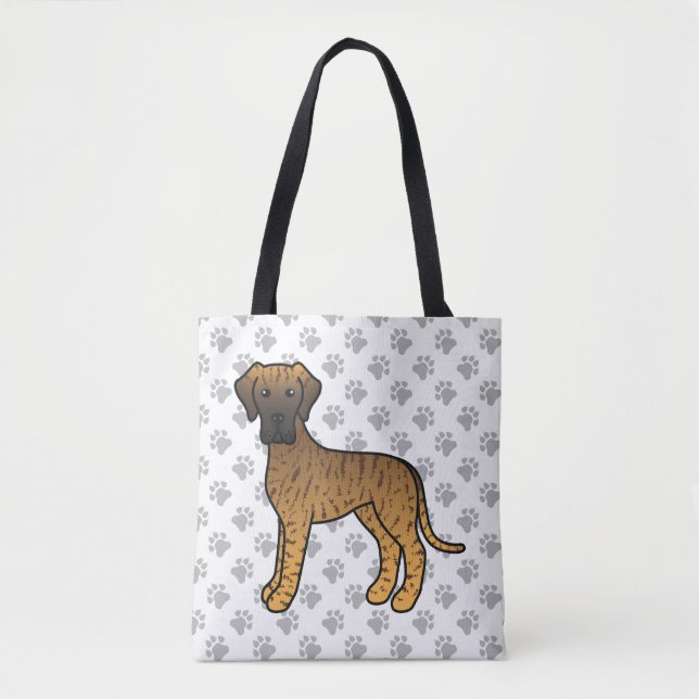 Brindle Great Dane Cute Cartoon Dog Tote Bag (Front)