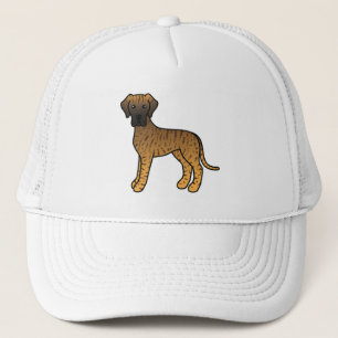 Brindle Great Dane Dog Cartoon Illustration Trucker Hat