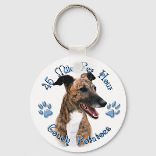 Brindle Greyhound Couch Potato Key Ring
