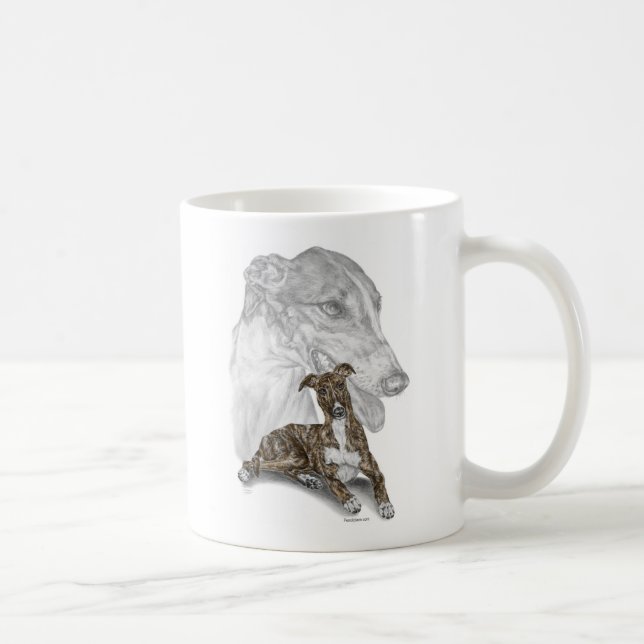 Brindle Greyhound Dog Art Coffee Mug (Right)