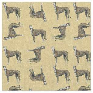 Brindle Greyhound Dog Art Fabric
