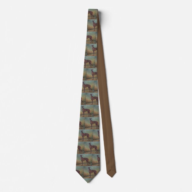 Brindle Greyhound Dog Art Necktie (Front)