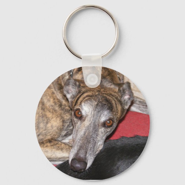 Brindle Greyhound Key Ring (Front)