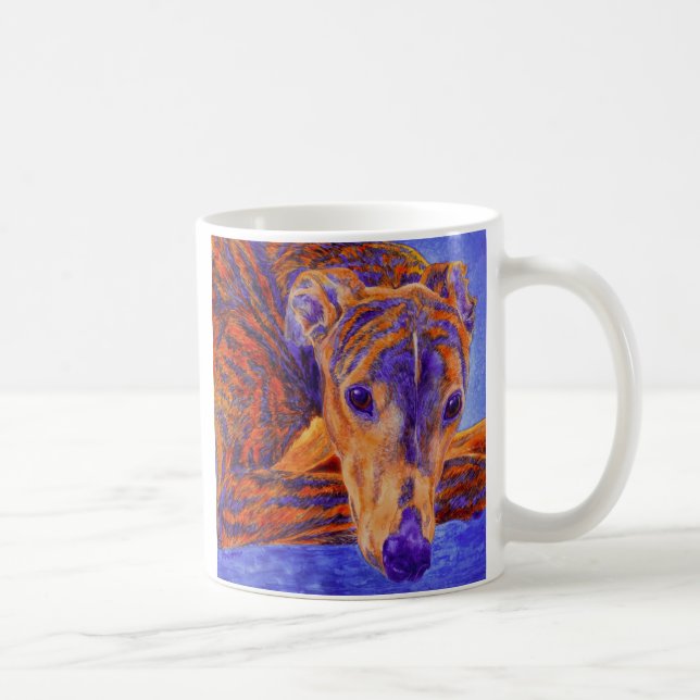 Brindle Greyhound Mug - "Ace" (Right)