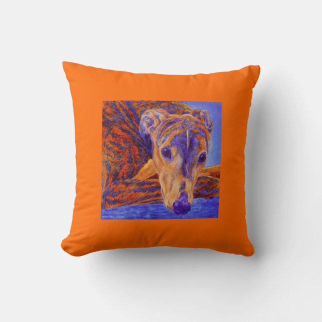 Brindle Greyhound Pillow - "Ace" (Front)