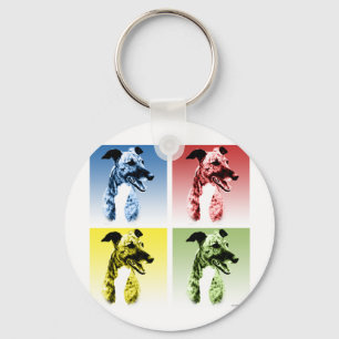 Brindle Greyhound Pop Art Key Ring