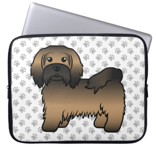 Brindle Havanese Cute Cartoon Dog Illustration Laptop Sleeve