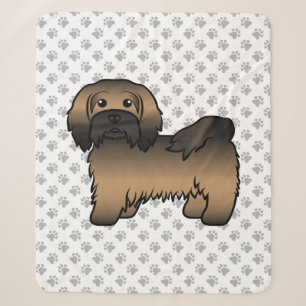 Brindle Havanese Cute Cartoon Dog Illustration Sherpa Blanket