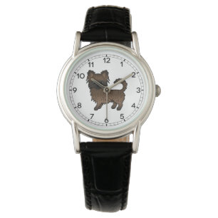 Brindle Long Coat Chihuahua Cute Cartoon Dog Watch