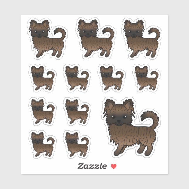 Brindle Long Coat Chihuahua Cute Cartoon Dogs (Sheet)
