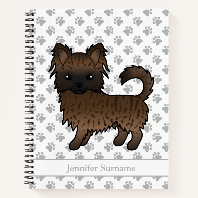 Brindle Long Coat Chihuahua Dog & Custom Text Notebook (Front)