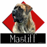 Brindle Mastiff Diamond sculpture Standing Photo Sculpture<br><div class="desc">A gorgeous brindle Mastiff with a geometric background of a red diamond and a black rectangle.  Inside is the breed name.</div>
