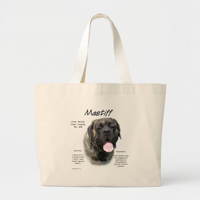 Brindle Mastiff History  Large Tote Bag (Front)
