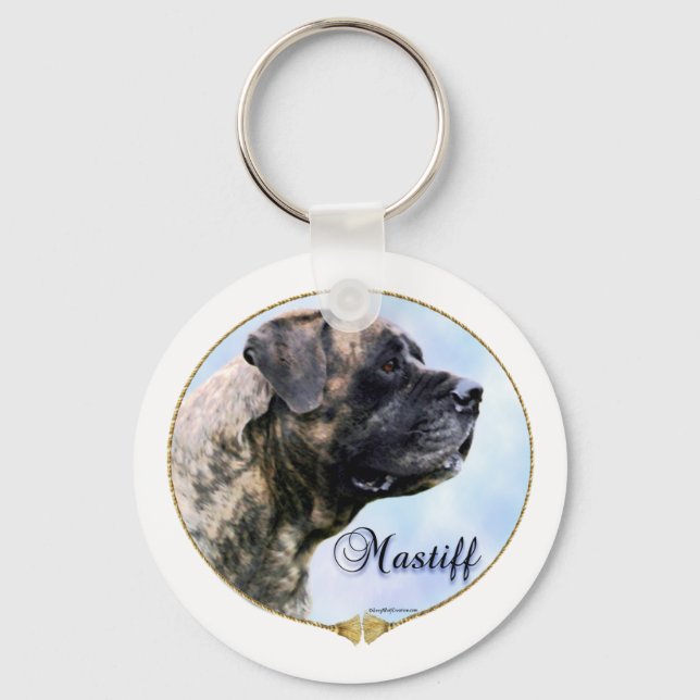 Brindle Mastiff Portrait Keychain (Front)
