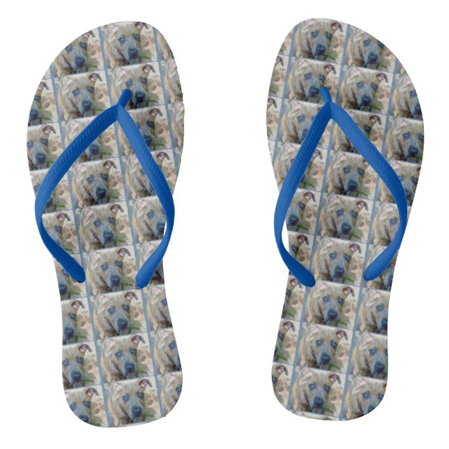 Brindle Pit Bull Puppy by Shirley Taylor Flip Flops (Footbed)