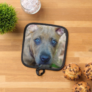 Brindle Pit Bull Puppy by Shirley Taylor Pot Holder