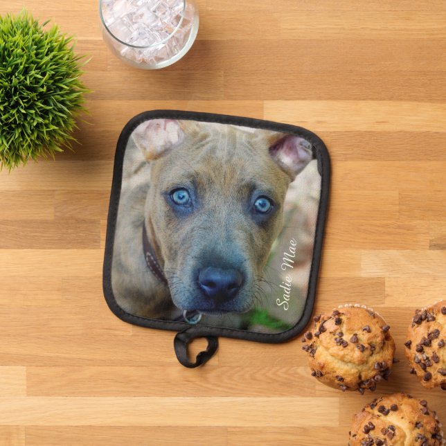 Brindle Pit Bull Puppy by Shirley Taylor Pot Holder (Top Down)