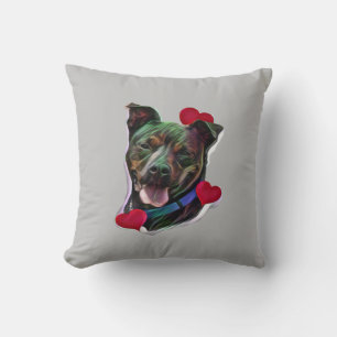 Brindle Pit Bull Staffordshire Heart Cushion