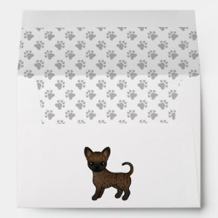 Brindle Smooth Coat Chihuahua Cartoon Dog & Paws Envelope