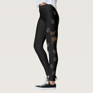 Brindle Smooth Coat Chihuahua Cartoon Dog & Paws Leggings