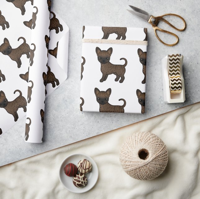 Brindle Smooth Coat Chihuahua Cute Dog Pattern Wrapping Paper (Crafts)