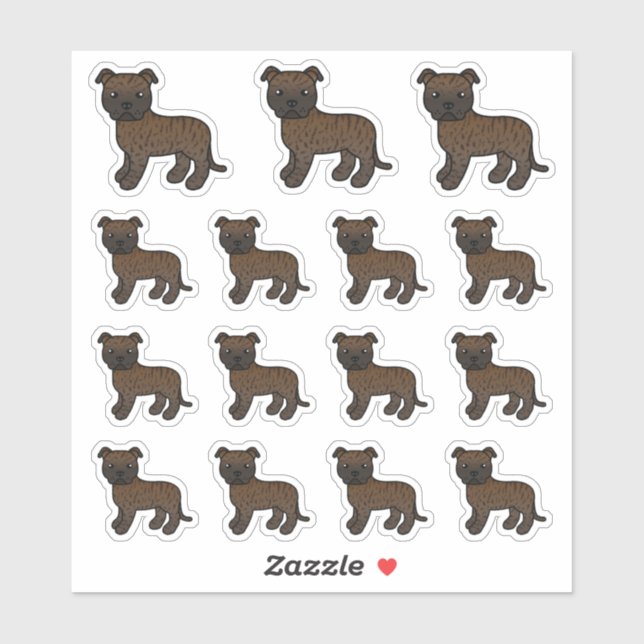 Brindle Staffordshire Bull Terrier Cartoon Dogs (Sheet)