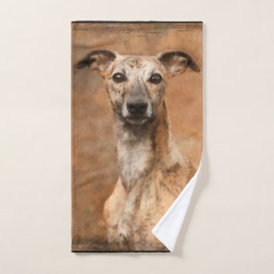 Brindle Whippet Dog Bath Towel Set