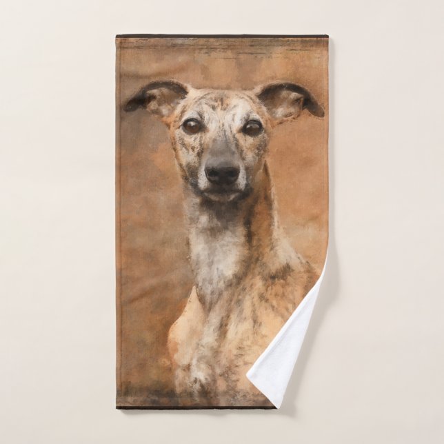 Brindle Whippet Dog Bath Towel Set (Hand Towel)