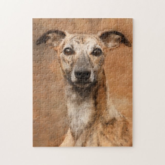 Brindle Whippet Dog | Closeup Jigsaw Puzzle (Vertical)