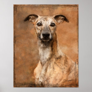 Brindle Whippet Dog Poster