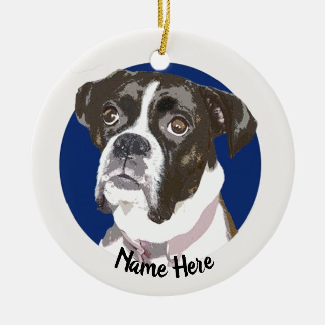 BrindleBoxer Dog Christmas Ornament (Front)
