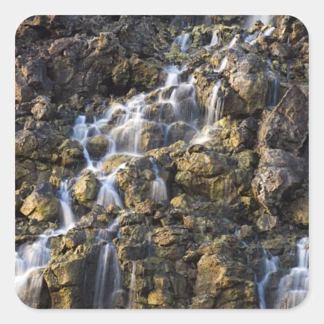 Brine falls from volcanic rock drop off 2 square sticker (Front)