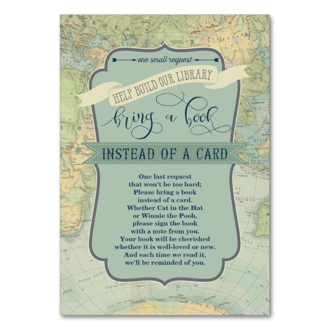 Bring a Book Baby Boy Adventure Shower Insert Card (Front)