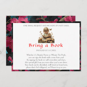 Bring a Book Baby Girl Puppy Red Flowers   Enclosure Card