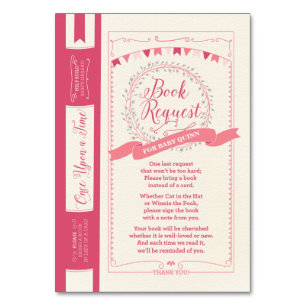 Bring a Book Baby Girl Shower Insert Card