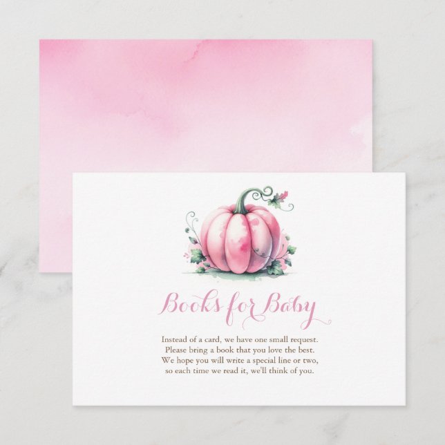 Bring a Book Baby Shower Card – Pink Pumpkin (Front/Back)