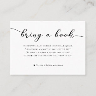 Bring a Book Baby Shower Enclosure Black White Business Card