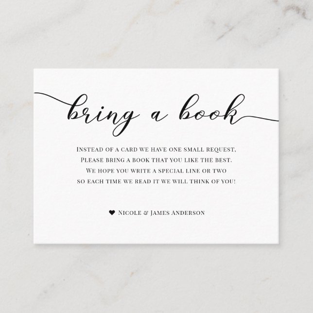 Bring a Book Baby Shower Enclosure Turquoise White Business Card (Front)