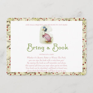 Bring a Book, Beatrix Potter, Red Flowers, Custom Enclosure Card