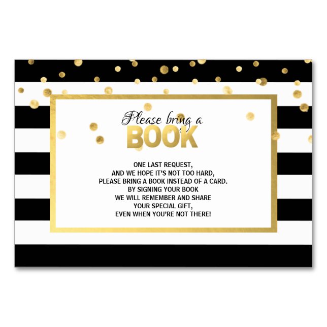 Bring a Book - Black White Baby Shower Cards (Front)