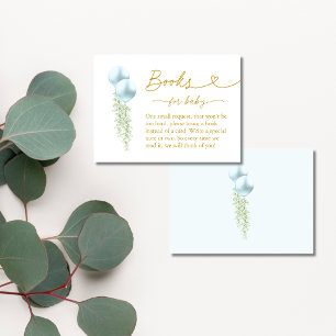 Bring a Book Blue Balloon Baby Shower Enclosure Card