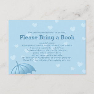 Bring a Book Blue Umbrella Hearts Insert Card