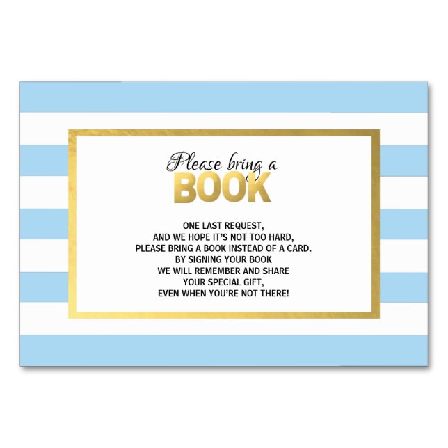 Bring a Book - Blue White Baby Shower Cards (Front)