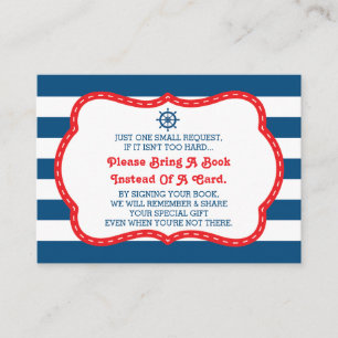 Bring A Book Card, Ahoy, Nautical, Baby Shower Enclosure Card