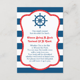 Bring A Book Card, Ahoy, Nautical, Baby Shower Enclosure Card