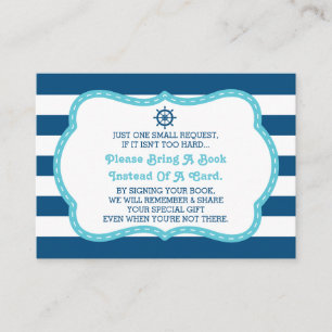 Bring A Book Card, Ahoy, Nautical, Baby Shower Enclosure Card