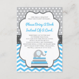 Bring A Book Card, Elephant, EDITABLE COLOR Enclosure Card