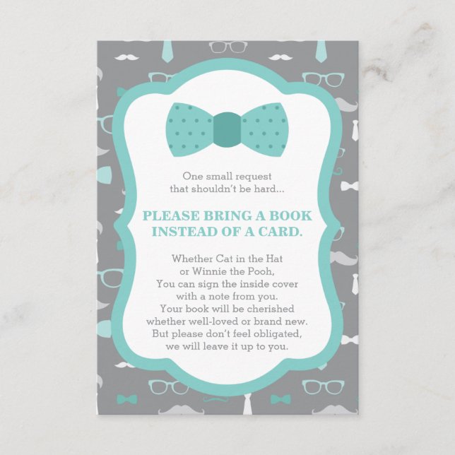 Bring A Book Card, Little Man, Baby Shower Enclosure Card (Front)